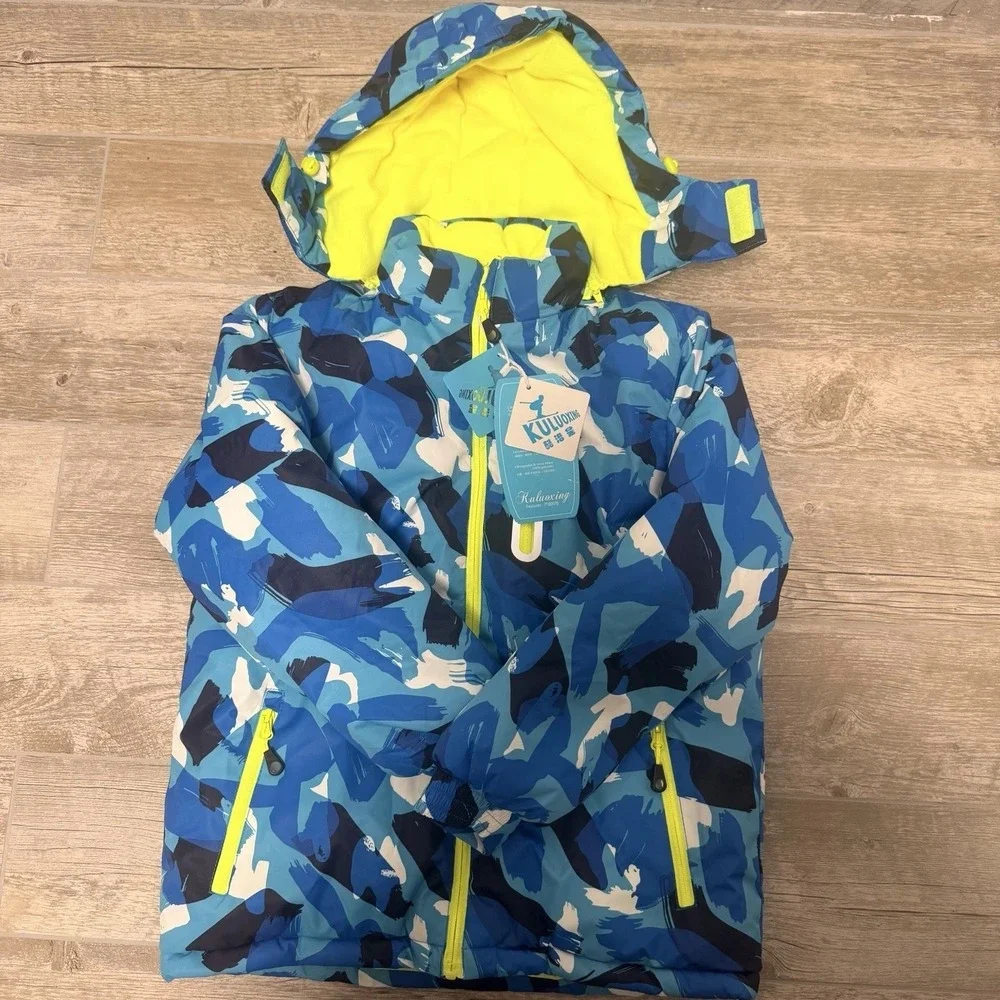 NWT Kids KULUOXING‎ ~ DOUBLE WEAR ~ COLORFUL HOODED WINT SKI JACKET ~ SIZE 14